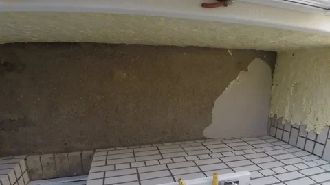 Screed is poured on the balcony Stock Footage 85827043