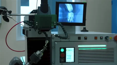 Screen And Control Panel Of Modern Fiber Laser Machine For Materials Processing Stock Footage 195718696