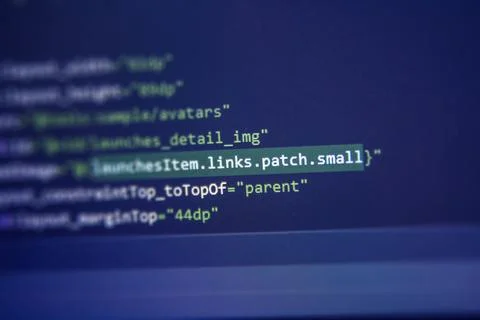 Screen of android application developing code. Lines of code on computer scre Stock-Fotos