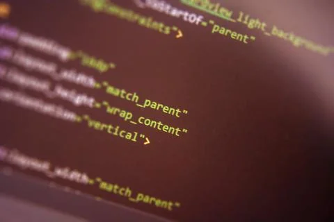 Screen of android application developing code. Lines of code on computer scre Stock Photos
