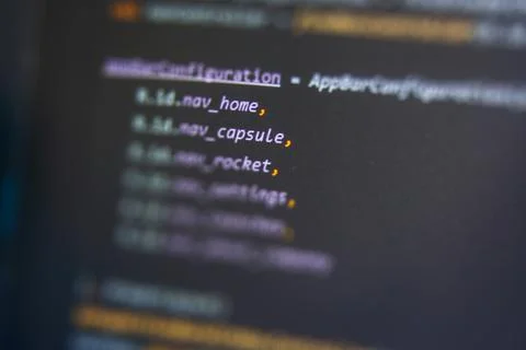 Screen of android application developing code. Lines of code on computer scre Stock Photos