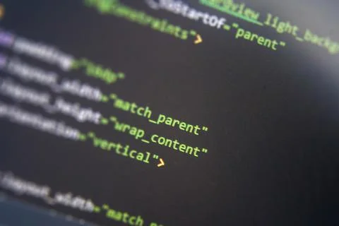 Screen of android application developing code. Lines of code on computer scre Stock Photos