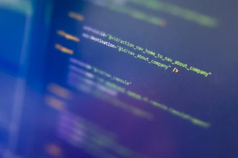 Screen of android application developing code. Lines of code on computer scre Stockfoto's