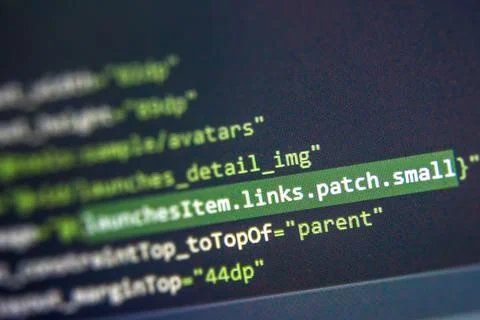 Screen of android application developing code. Lines of code on computer scre Stock Photos