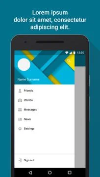 Screen app mock-up for store and market. Mobile phone with blank screen on Stock Illustration
