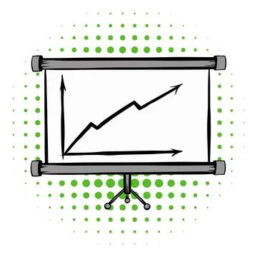 Screen arrow graph board comics icon Stock Illustration