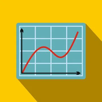 Screen arrow graph board flat icon Illustration