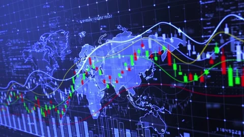 Screen background of K-line stock price change curve of financial securities Stock Footage 158152708