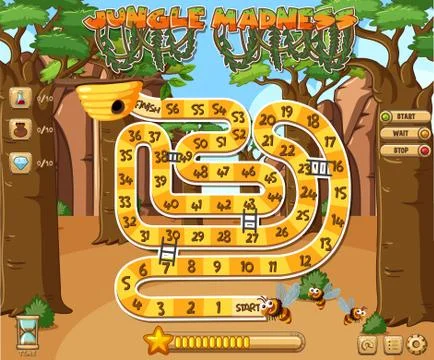 Screen background template for game with jungle theme Illustrazione stock