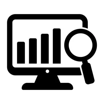 Screen with bar chart icon, computer monitor with report icon. Stock Illustration