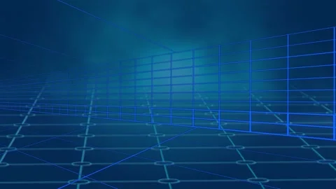 Screen with business concept texts and data processing over grid network on blue Stock Footage 328239529