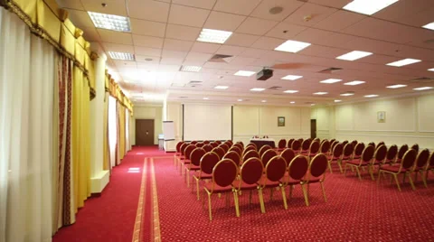 Screen, chairs and projector in empty conference hall Video stock 39223361