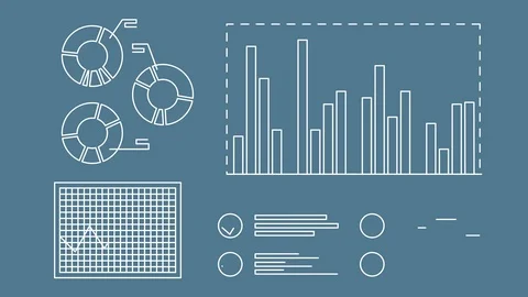 Screen with Charts and Tables that loops 스톡 동영상 107309002