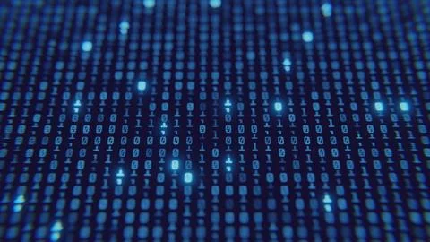 Screen close up digital computer numbers. Blue digital binary data on computer Stock Illustration