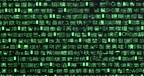 Screen closeup with random unicode characters Stock Footage 144988921