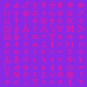 Screen with the code of alternative fiction, sci-fi alien computer symbols. A Stock Illustration