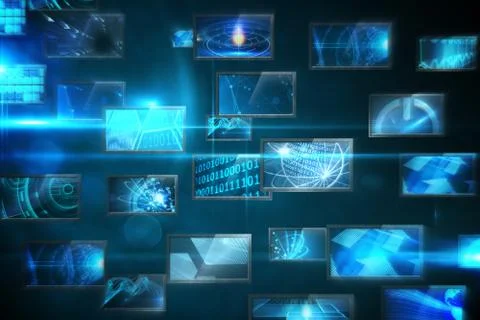Screen collage showing computing images Stock Illustration