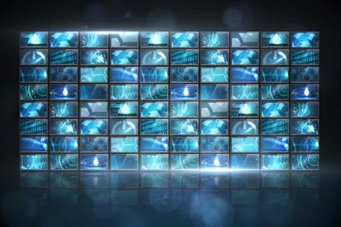Screen collage showing computing images Illustrazione stock