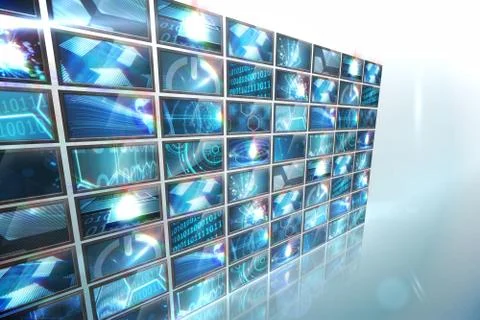 Screen collage showing computing images Stock Illustration