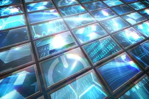 Screen collage showing computing images Stock-Illustration