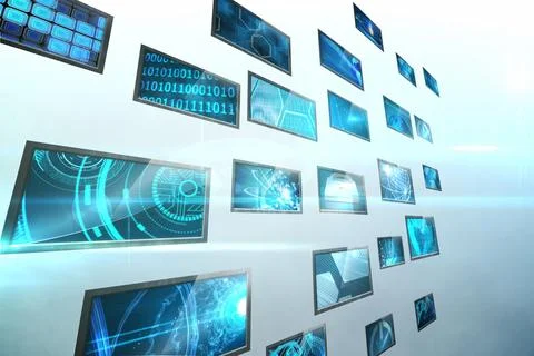 Screen collage showing computing images Stock-Illustration
