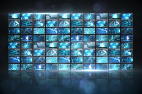 Screen collage showing computing images Stock-Illustration