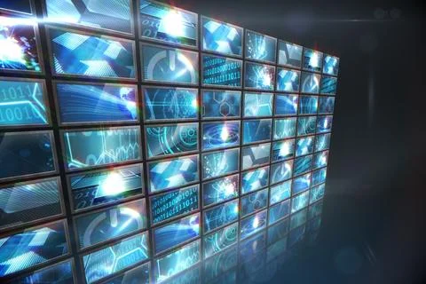 Screen collage showing computing images Illustrazione stock