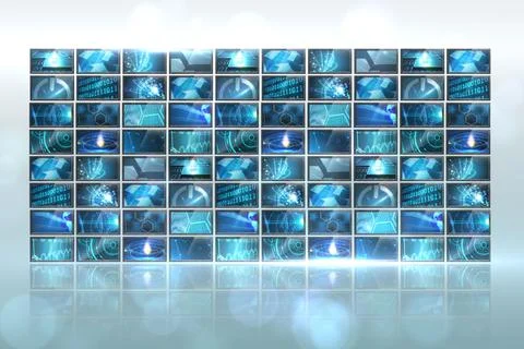 Screen collage showing computing images Stock-Fotos