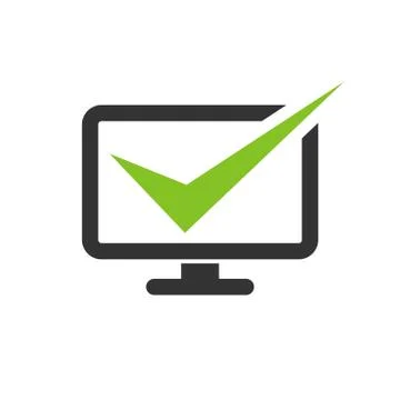 Screen Computer Check Mark Logo Template Illustration Design. Vector EPS 10. Stock Illustration