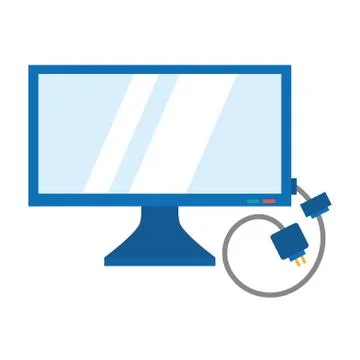 Screen computer display equipment cable 스톡 일러스트