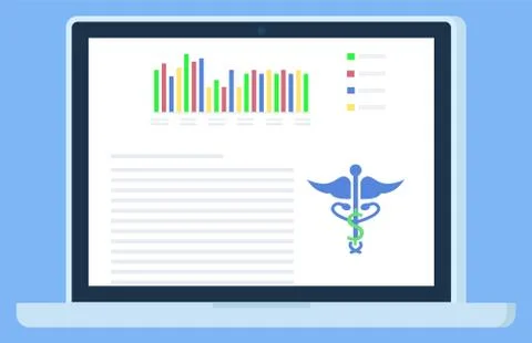 Screen of Computer with Medical Document Vector イラスト素材