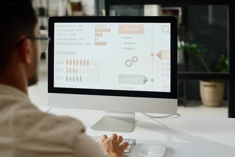 Screen of computer with statistic data Stock Photos