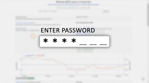 Screen concept with password entry field. Black text. Asterisks and underscor Stock Photos