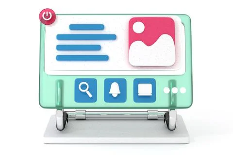 Screen with control panel front view 3D render Stock Illustration