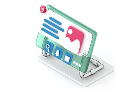 Screen with control panel isometric view 3D render Stock Illustration