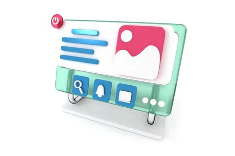 Screen with control panel perspective view 3D render Stock Illustration