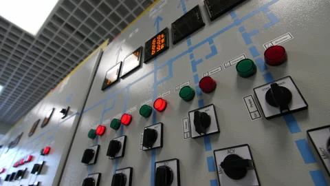 Screen with data on switchboard with buttons and sensors Stock Footage 154288776