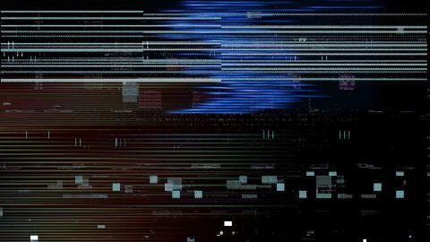 The screen of the device having glitch and noises on the black background 스톡 일러스트