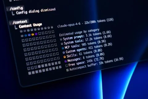 A screen displaying artificial intelligence model token usage metrics, Stock Photos
