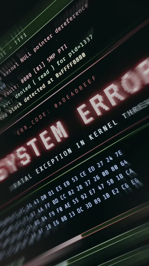 Screen displaying a SYSTEM ERROR Stock Footage 335872118