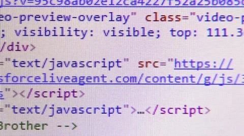Screen displays HTML codes Stock Footage 56674871