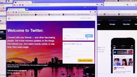 Screen displays popular social network homepage Stock Footage 56518685