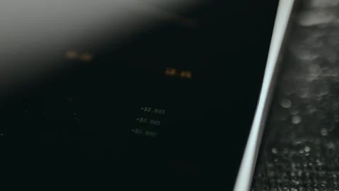 Screen displays small financial amount appearing in column, profit tracking Stock-Footage 332062966