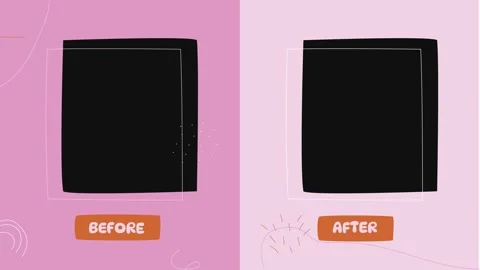 Screen divided into two halves with before and after captions Stock Footage 257779651