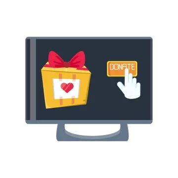 Screen with donation gift on white background Stock-Illustration