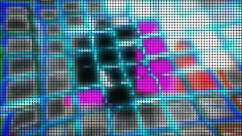 Screen dots abstract bright background, 3d render computer generating, LED Stock Illustration