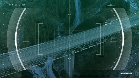 Screen of a drone controller. Head up display (HUD) of a vehicle cockpit. Graphi Stock Footage 103307406