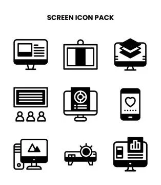 Screen DuoTone Collection Icons Pack Stock Illustration