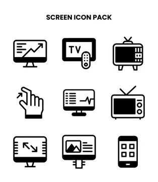 Screen DuoTone Collection Icons Pack Stock Illustration