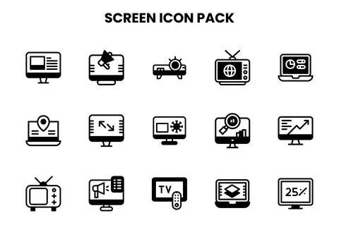 Screen DuoTone Collection Icons Pack Stock Illustration